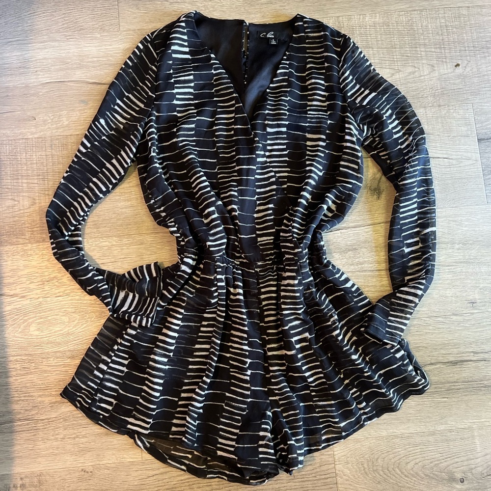 C. Luce Black and White Patterned Maxi Dress